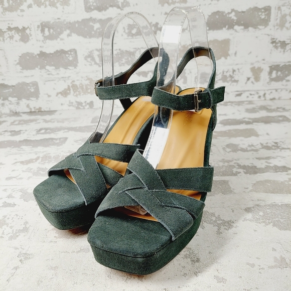 NEW Splendid Piper Brown Suede Heeled Platform Sandals W706 - Picture 2 of 14